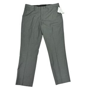 Perry Ellis Mens Slim Fit Non-Iron Stretch Dress Pants Alloy Gray 36x29